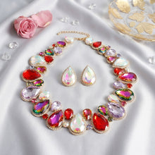 Load image into Gallery viewer, Light Multi Glass Teardrop Crystal Collar Necklace