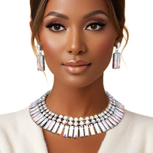 Load image into Gallery viewer, Collar Aurbo Silver Hollywood Glamor Crystal Set