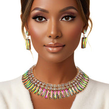 Load image into Gallery viewer, Collar Pink Green Hollywood Glamor Crystal Set