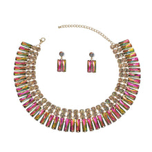 Load image into Gallery viewer, Collar Pink Green Hollywood Glamor Crystal Set