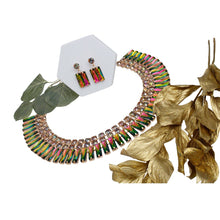 Load image into Gallery viewer, Collar Pink Green Hollywood Glamor Crystal Set
