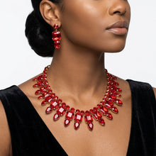 Load image into Gallery viewer, Red Glass Crystal Collar Red Carpet Necklace Set