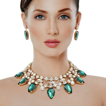 Load image into Gallery viewer, Formal Brilliant Green Teardrop Crystal Necklace