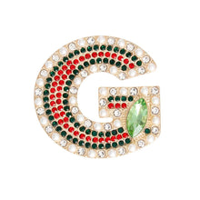 Load image into Gallery viewer, Gold Pearl and Stone G Brooch