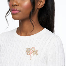 Load image into Gallery viewer, Faith Breast Cancer Gold Light Pink Ribbon Brooch