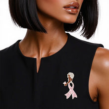 Load image into Gallery viewer, Breast Cancer Silver Light Pink Ribbon Legs Brooch