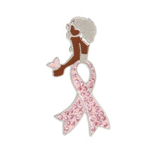 Load image into Gallery viewer, Breast Cancer Silver Light Pink Ribbon Legs Brooch