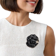 Load image into Gallery viewer, Brooch Couture Black Tweed Camellia Bloom Pin
