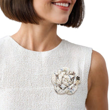 Load image into Gallery viewer, Brooch Couture White Tweed Camellia Bloom Pin