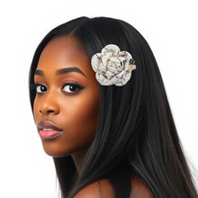Load image into Gallery viewer, Brooch Couture White Tweed Camellia Bloom Pin