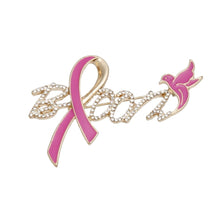 Load image into Gallery viewer, Breast Cancer Gold Bloom Pink Ribbon Brooch Pin