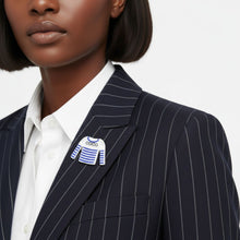 Load image into Gallery viewer, Brooch Hair Clip White Blue Stripe COCO Shirt Pin