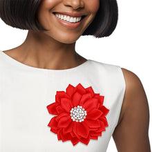 Load image into Gallery viewer, Brooch Red Flower Pearl Clip and Pin for Women