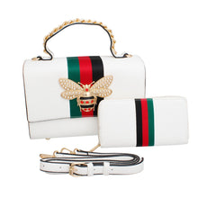 Load image into Gallery viewer, Satchel White Striped Bee Boxy Handbag