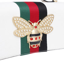 Load image into Gallery viewer, Satchel White Striped Bee Boxy Handbag