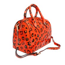 Load image into Gallery viewer, Domed Satchel Neon Orange Leopard Handbag Set