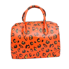 Load image into Gallery viewer, Domed Satchel Neon Orange Leopard Handbag Set