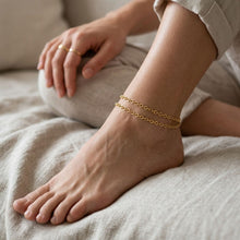 Load image into Gallery viewer, 18k Gold Steel Double Layer Chain Anklet