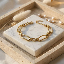 Load image into Gallery viewer, 18K Gold Stainless Bracelet with Handmade Links