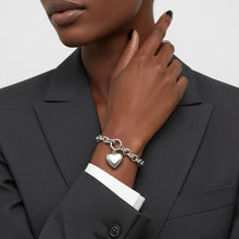 Load image into Gallery viewer, Silver Steel Toggle Heart Rolo Chain Bracelet