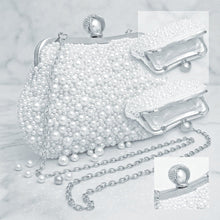 Load image into Gallery viewer, White Pearl Hand Sewn Bridal Clutch Evening Bag