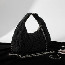 Load image into Gallery viewer, Clutch Premium Black Rhinestone Mesh Hobo Bag