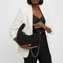 Load image into Gallery viewer, Clutch Premium Black Rhinestone Mesh Hobo Bag