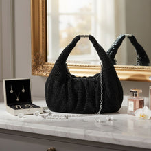 Load image into Gallery viewer, Clutch Premium Black Rhinestone Mesh Hobo Bag