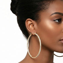 Load image into Gallery viewer, Hoop 18K Gold Steel Inside Out Rhinestone Earrings