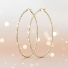 Load image into Gallery viewer, Hoop 18K Gold Steel Inside Out Rhinestone Earrings