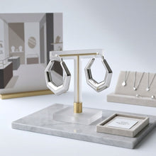 Load image into Gallery viewer, Hoop Silver Stainless Steel Hexagon Earrings