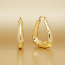 Load image into Gallery viewer, Hoop 18K Gold Steel Trapezoid Thick Earrings