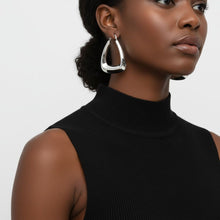 Load image into Gallery viewer, Stainless Steel Trapezoid Thick Hollow Hoop Earrings