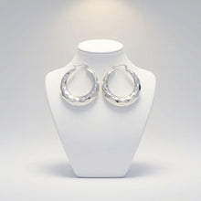 Load image into Gallery viewer, Hoop Silver Stainless Steel Diamond Cut Earrings