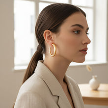 Load image into Gallery viewer, Hoop 18K Gold Steel Graduated Open C Earrings