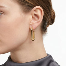 Load image into Gallery viewer, Open Hoop 18K Gold Stainless Oval Tube Earrings