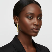 Load image into Gallery viewer, Stud 18K Gold Steel Curved Long Teardrop Earrings