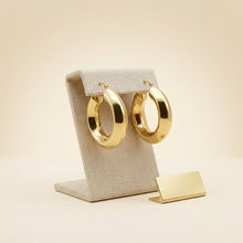 Load image into Gallery viewer, Hoop 18K Gold Stainless Steel Beveled Earrings