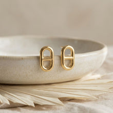 Load image into Gallery viewer, Stud 18K Gold Stainless Mariner Anchor Earrings