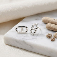 Load image into Gallery viewer, Stud Silver Stainless Mariner Anchor Earrings
