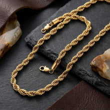Load image into Gallery viewer, Mens 20in 8mm Gold 18K Stainless Steel Rope Chain