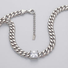 Load image into Gallery viewer, Stainless Steel Princess CZ Cuban Chain Necklace