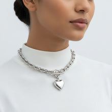 Load image into Gallery viewer, Stainless Steel Toggle Heart Rolo Chain Necklace