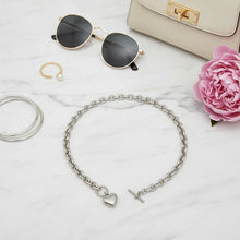 Load image into Gallery viewer, Stainless Steel Toggle Heart Rolo Chain Necklace