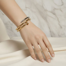 Load image into Gallery viewer, Bangle Mixed Metal Wrapped Nail Hinge Bracelet