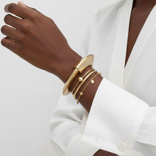 Load image into Gallery viewer, Bangle Hammered Gold Angular Futuristic Bracelet