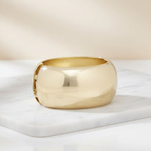 Load image into Gallery viewer, Bangle Polished Gold Oval Wide Sleek Bracelet