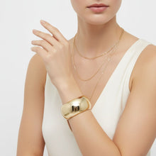 Load image into Gallery viewer, Bangle Polished Gold Oval Wide Sleek Bracelet