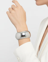 Load image into Gallery viewer, Bangle Polished Silver Oval Wide Sleek Bracelet