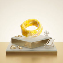 Load image into Gallery viewer, Bangle Vintage Mustard Resin Wavy Chunky Bracelet